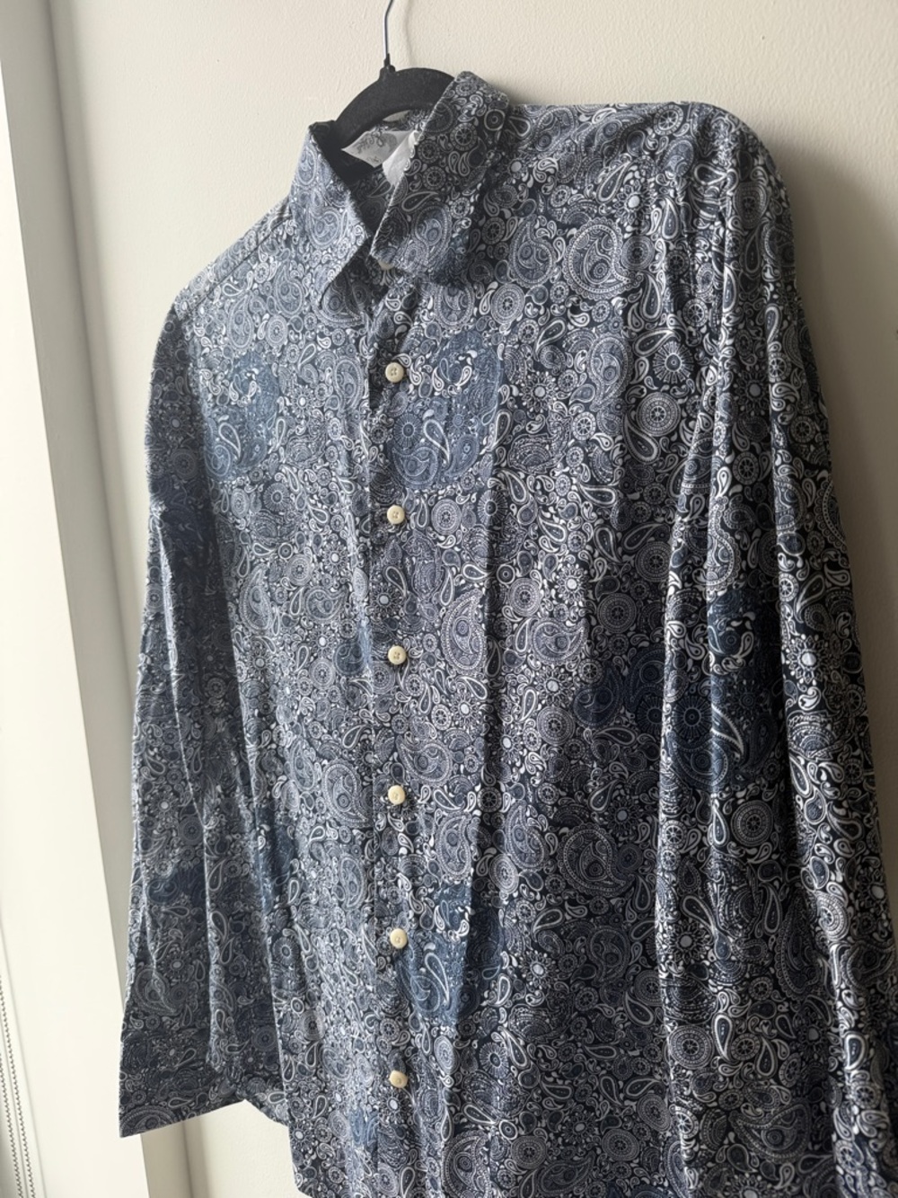 Desigual Navy and White Paisley Button-Down Shirt